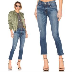 Hudson Harper High Rise Crop Jeans Baby Kick Flare Denim Blue Distressed sz 26